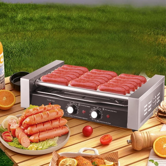 18 Hot Dog Roller, 7 Roller Grill Cooker Machine, 850W Hot Dog Machine with Auto Shut-Off Protection, for Restaurants & Mobile Vendors