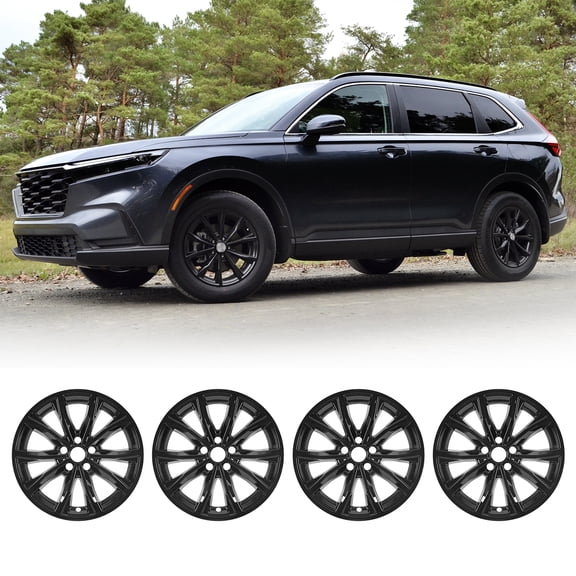 18" Hubcaps for 2023-2025 Honda CR-V EX/EX-L Alloy Wheel, Wheel Rim Covers OE Replacement Black Lacquer, ABS+PC Plastic, Snap-On Installation with Retention Clips, Set of 4
