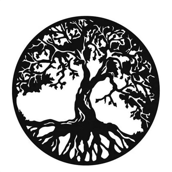 18 INCH Tree of Life Metal Round Wall Art decor Livingroom Home and Lucky Room - Black