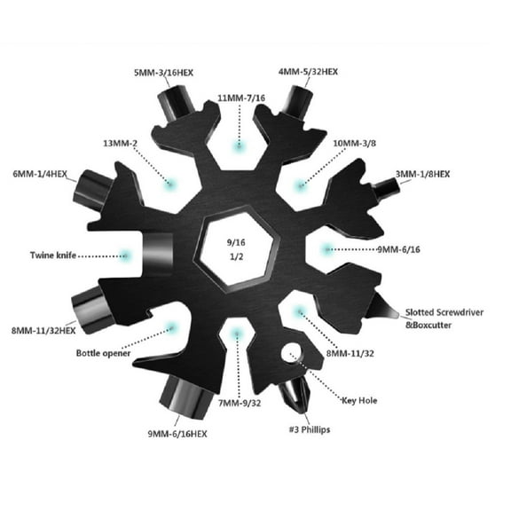 18-In-1 Snowflake Multi-Tool Versatile Stainless Steel Tool with Screwdriver Functionality and Portable Key Chain Design TIKA