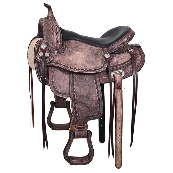 18 In HILASON Western Horse Saddle American Leather Flex Tree Trail & Pleasure Antique Brown