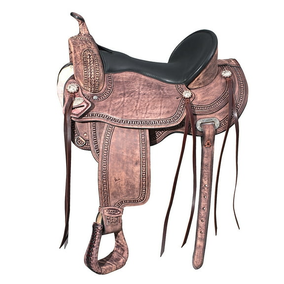 18 In HILASON Western Horse Saddle American Leather Flex Tree Trail & Pleasure Rough Out