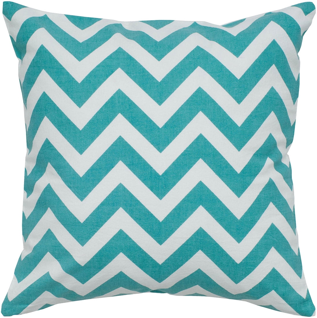 Teal and White Chevron Cotton Square Pillow