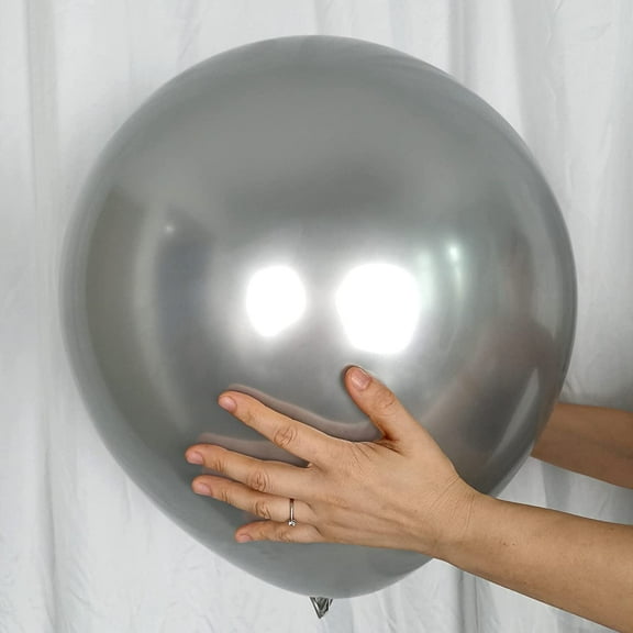 18 Inch 10 Pack Chrome Metallic Silver Balloons KIRIKOU Big Large Round Helium Thick Latex Balloons for Birthday Wedding Baby Shower Graduation Party Decoration