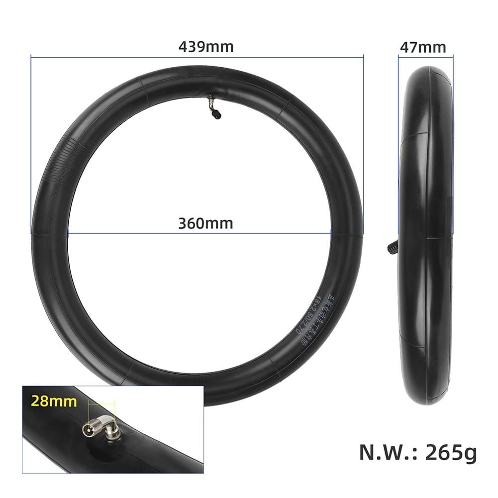 18 Inch 18x2.50/2.70 Inner Tube Bent Value For Electric Bike Bicycle