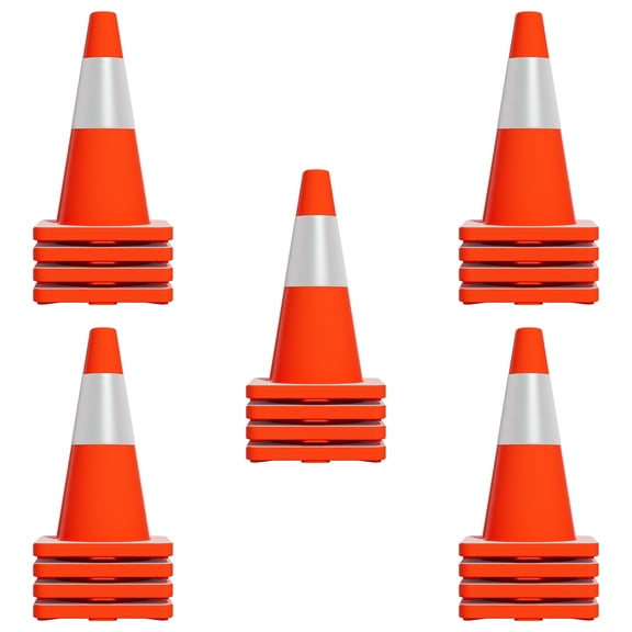 18 Inch 20pcs Red PVC Traffic Cones with Reflective Collars, Heavy Duty Safety Cones for Road Construction and Traffic Control