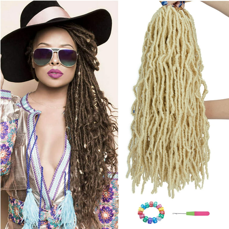 18 Inch 5 Packs Synthetic Locs Black Goddess Faux Locs Curly Wavy Hair 21  Strands Pre-Looped Synthetic Most Natural Soft Locs Crochet Dirty Hair  Extend for Woman +Free Gift(18 425G) 