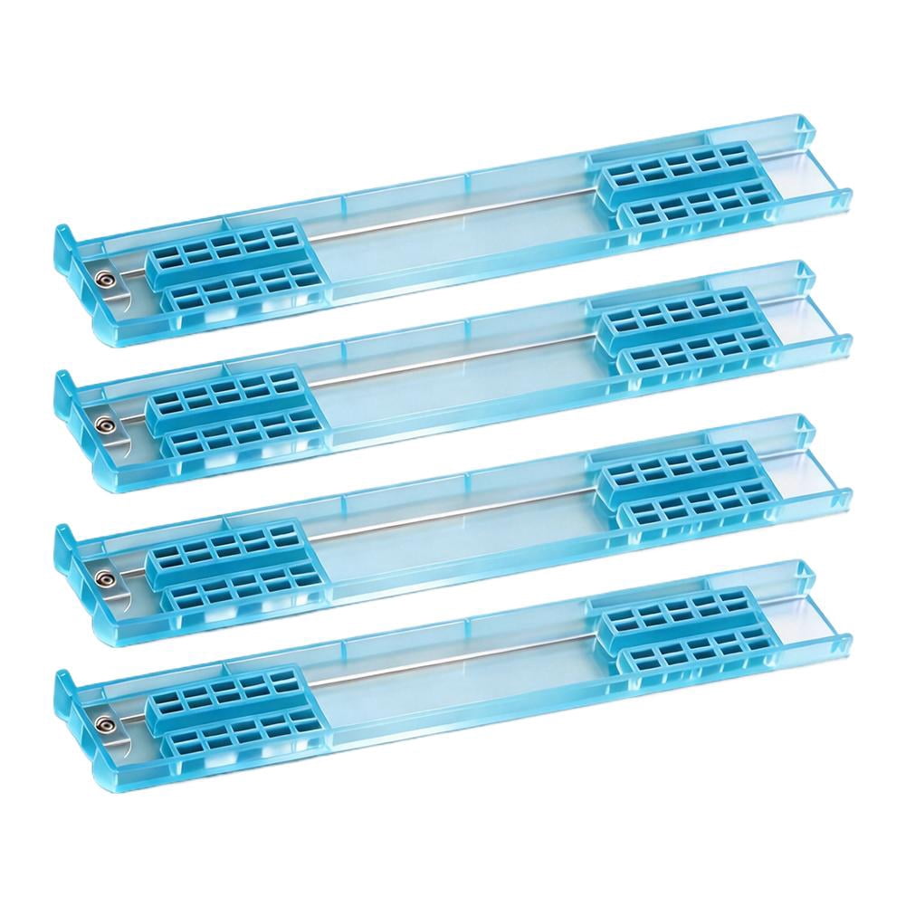18-Inch Acrylic Mahjong Racks with Pusher Arms, Robust 4-in-1 American Mahjong Accessory Set, Resilient & Shatter-Resistant Tile Holders in Blue / Clear, 4-Pack