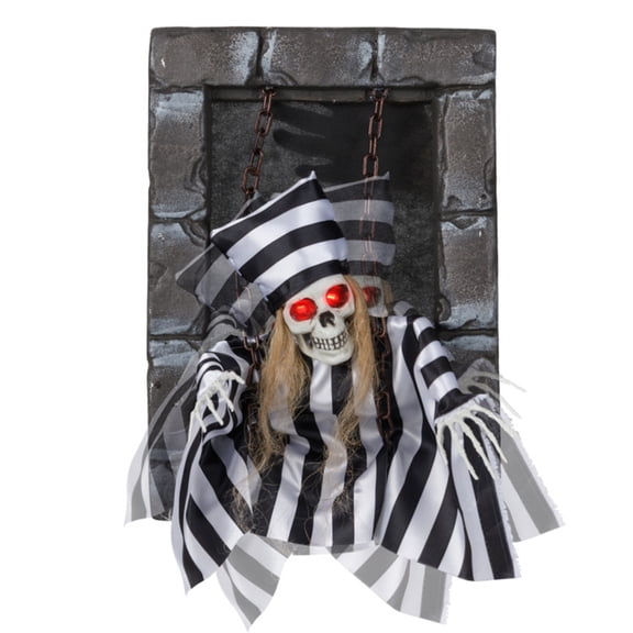 18-Inch Animated Decoration with Sound Activation, Glowing Lights, Spooky Sound Effects, and Hanging Rope for