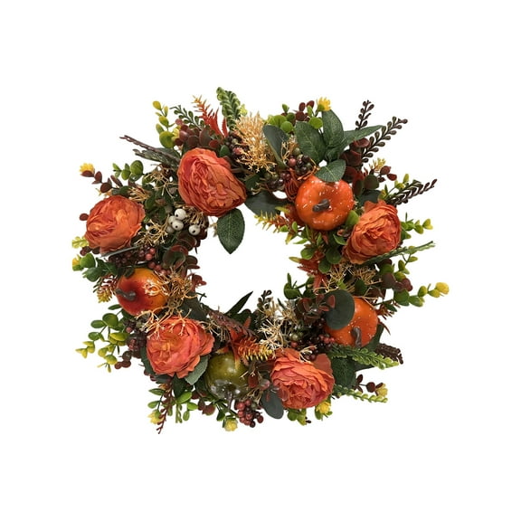 18 Inch Artificial Autumn Wreath - Silk Flowers & Berries, Front Door Decor, Easy to Hang, Seasonal Home/Party Decoration christmas wreath