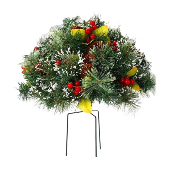 18 Inch Artificial Christmas Tree with LED Lights Battery Operated Outdoor Xmas Tree with Pine Cones Golden Red Berries for Porch Pathway Holiday Decor