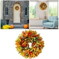 thumbnail image 1 of 18 Inch Artificial Fall Wreath for Front Door with Orange Eucalyptus Leaves, Autumn Thanksgiving Wreath for Farmhouse Indoor Outdoor Home Decor, Plastic, 1 of 6