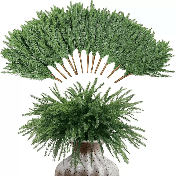 18 Inch Artificial Norfolk Pine Branch Green Plastic Greenery Pick for Vase Wreath Garland Christmas Indoor Outdoor Decor