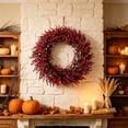 thumbnail image 1 of 18 Inch Artificial Red Wheat Fall Wreath, Autumn Harvest Wreath for Front Door Porch Wall, Thanksgiving Halloween Indoor Covered Outdoor Home Decor, 1 of 6