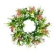 thumbnail image 1 of 18 Inch Artificial Spring Floral Wreath with White & Pink Daisies, Greenery for Front Door, Porch, Window – All-Season Farmhouse Home Wall Hanging Decor, 1 of 7