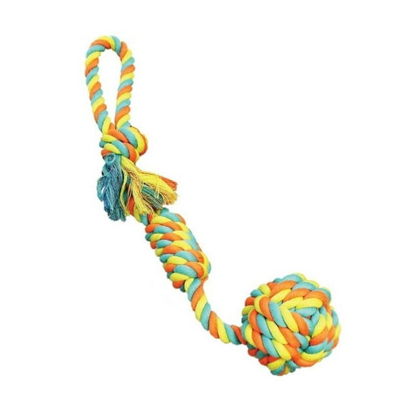 18 Inch BIG Dog Toy Twisted Knot Ball Tug Interactive Colorful Fetch Tug Play (1 Toy)