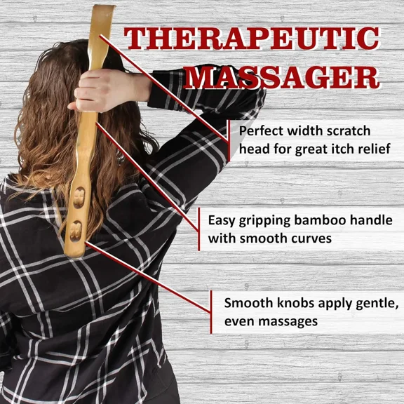 18 Inch Bamboo Wooden Back Scratcher Smooth Massage Roller Handle for Itching Stress Relief