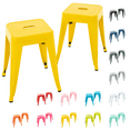 thumbnail image 1 of 18 Inch Bar Stools Set of 2, Stackable Backless Industrial Metal Barstools for Indoor Outdoor Kitchen Dining Patio Garden Classroom (Yellow), 1 of 11