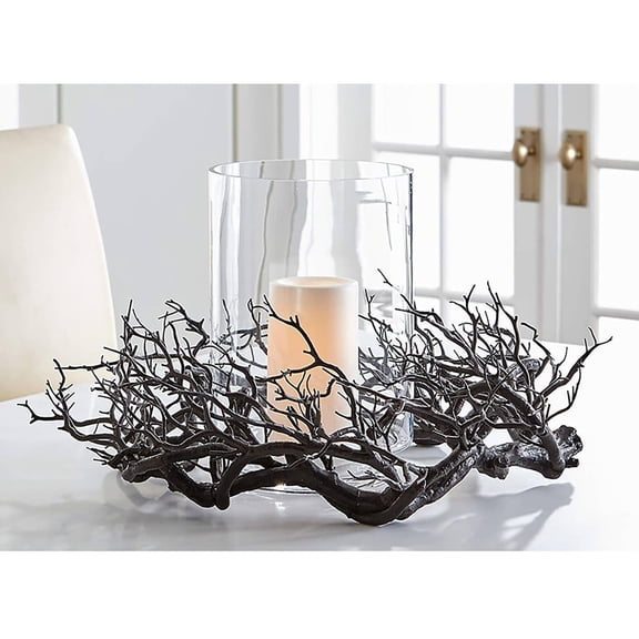 18 Inch Black Artificial Dead Branch Wreath, Twisted Bare Twig Halloween Wreath Frame, Spooky Gothic Twig Garland Base for Front Door Table Centerpiece Halloween DIY Decor
