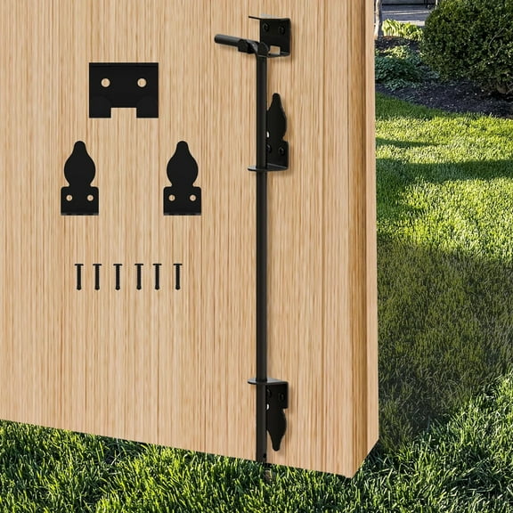 18 Inch Black Heavy Duty Hardware Cane Bolt Gate Drop Rod, PVC Vinyl Metal Fences Gate Hardware, Drop Rod Kit for Double Gate, Solid Steel Ground Latch for Wooden Fences Metal Gates Doors, 1 Pack