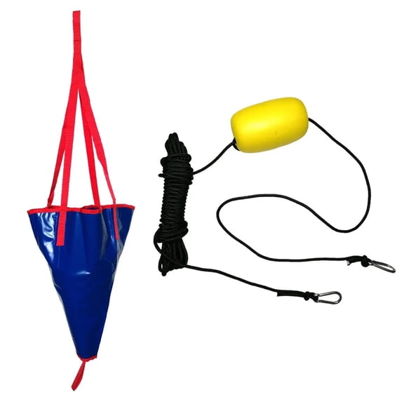 18 Inch Boat Yacht PVC Sea Anchor Drogue Drifting Brake Suit With 30 Feet Retrieving Tow Throw Line For Canoe ,Easy to Use