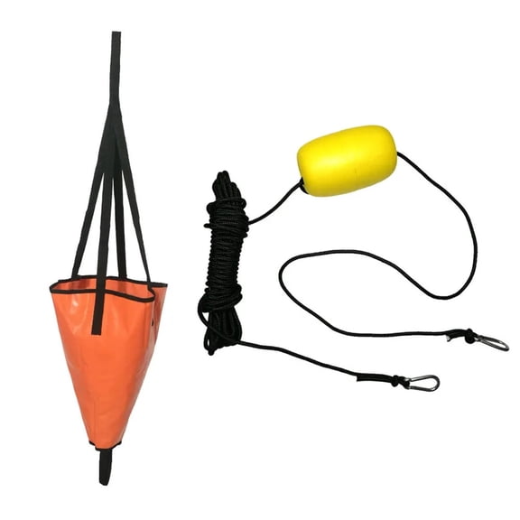 18 Inch Boat Yacht PVC Sea Anchor Drogue Drifting Brake Suit With 30 Feet Retrieving Tow Throw Line For Canoe ,Easy to Use