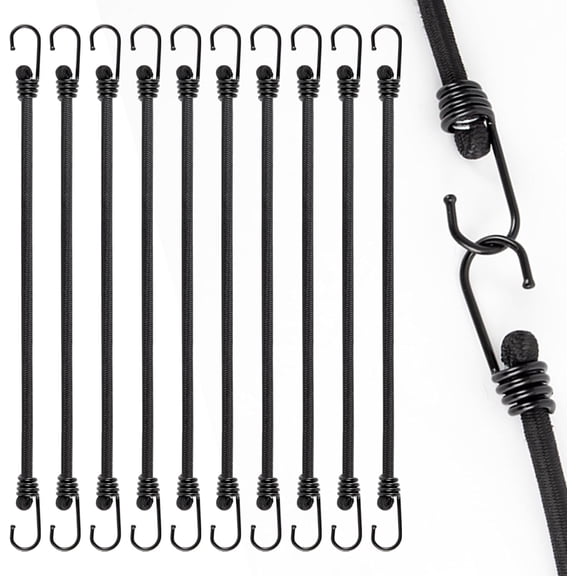 18 Inch Bungee Straps Heavy Duty Bungee Cords with Hooks for Camping, Tarps, Tents, Hiking,Hunting,Trucks and Boats (10 Pack)
