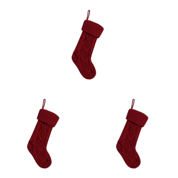 18 Inch Cable Knit Christmas Stockings - Large Knitted Xmas Stockings in Burgundy, White & Green for Fireplace, Holiday Party Decor & Family Stocking Set (1-4 Pack)
