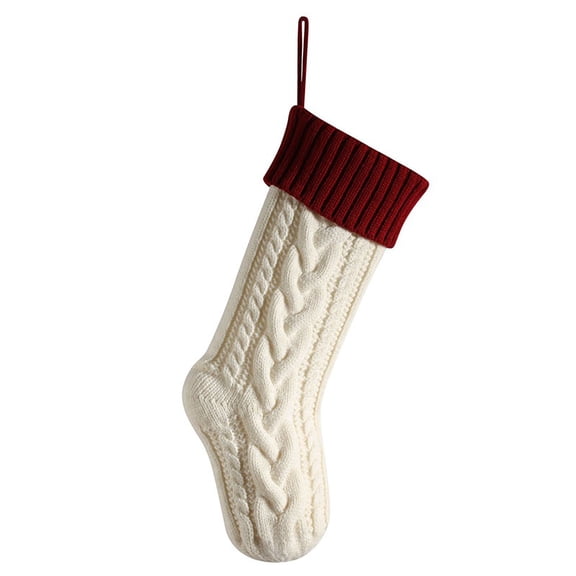 18 Inch Cable Knitted Christmas Stockings Large Size Classic Traditional Hanging Stocking for Fireplace Mantel, Family Holiday Party Home Decorations Xmas 1PC