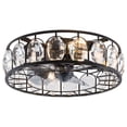 thumbnail image 1 of 18 Inch Caged Semi Flush Mount Indoor Ceiling Fan with Light and Remote Control , Crystal 4-Light 3 Blades Chandelier Fan Ceiling Light Fixture Black, 1 of 8
