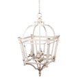 thumbnail image 1 of 18 Inch Chandelier, Birdcage Design Iron, Farmhouse Weathered Antique White, 1 of 7