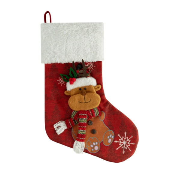 18 Inch Christmas Stockings with Plush Fur Santa Snowman Reindeer Penguin Designs for Fireplace Stairs Hanging Xmas Tree Holiday Home Decorations