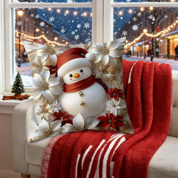 18 Inch Christmas Throw Pillow Cover - Reversible Holiday Decor, Indoor/Outdoor Use, Farmhouse Festive Accent, Gift-Ready Sofa Decoration