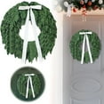 thumbnail image 1 of 18 Inch Christmas Wreath with White Bow Artificial Cedar Wreath Faux Pine Needles Holiday Wreath for Front Door Mantel Christmas Tree Wall Fireplace Window Indoor Outdoor Christmas Decorations, 1 of 7