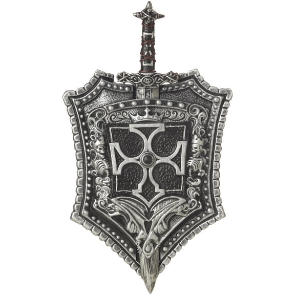 18 Inch Crusader Sword and Shield Set for Adults, Medieval Knight Costume Accessory for Halloween