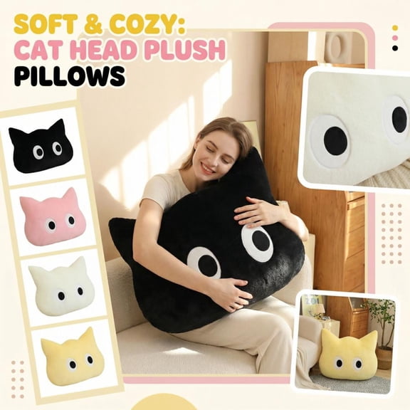 18 Inch Cute & Adorable Yellow Cat Plush Pillow, Soft Fluffy Stuffed Toy Doll, Cozy Hugging Cushion For Bed, Sofa, Office, Comfortable Companion For Family, S And Kids