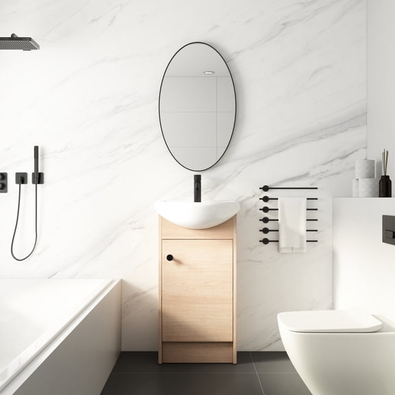 18-Inch Depth Vanity | Suitable for Various Bathroom Layouts | Features Glossy White Ceramic Sink