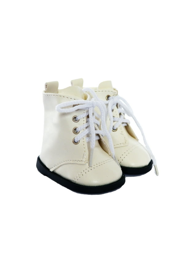 18 Inch Doll Boots= White Leather Boots Fits 18 Inch Fashion Girl Dolls