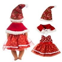 Doll Clothes Set For 18 Inch Doll, Christmas Dress Shawl Hat Set, Fashion Character Costume Toy, Creative Design Dress Up Outfit, Girls Gift Party Doll Clothing