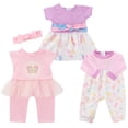thumbnail image 1 of K.T. FANCY Baby Doll Clothes, 3 Set 18 inch Doll Girl Clothes and Accessories 4 Pcs Include Jumpsuits Skirt Headband (No Dolls), 1 of 9