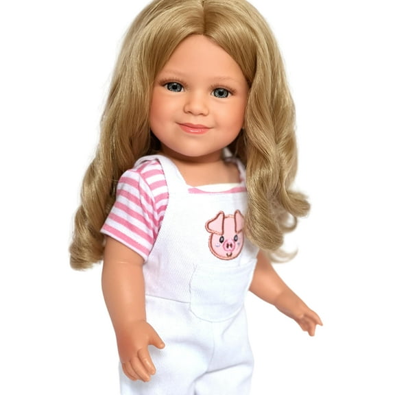 18 Inch Doll Clothes- Denim Overall and Pink Striped Top- Fits 18 Inch Dolls