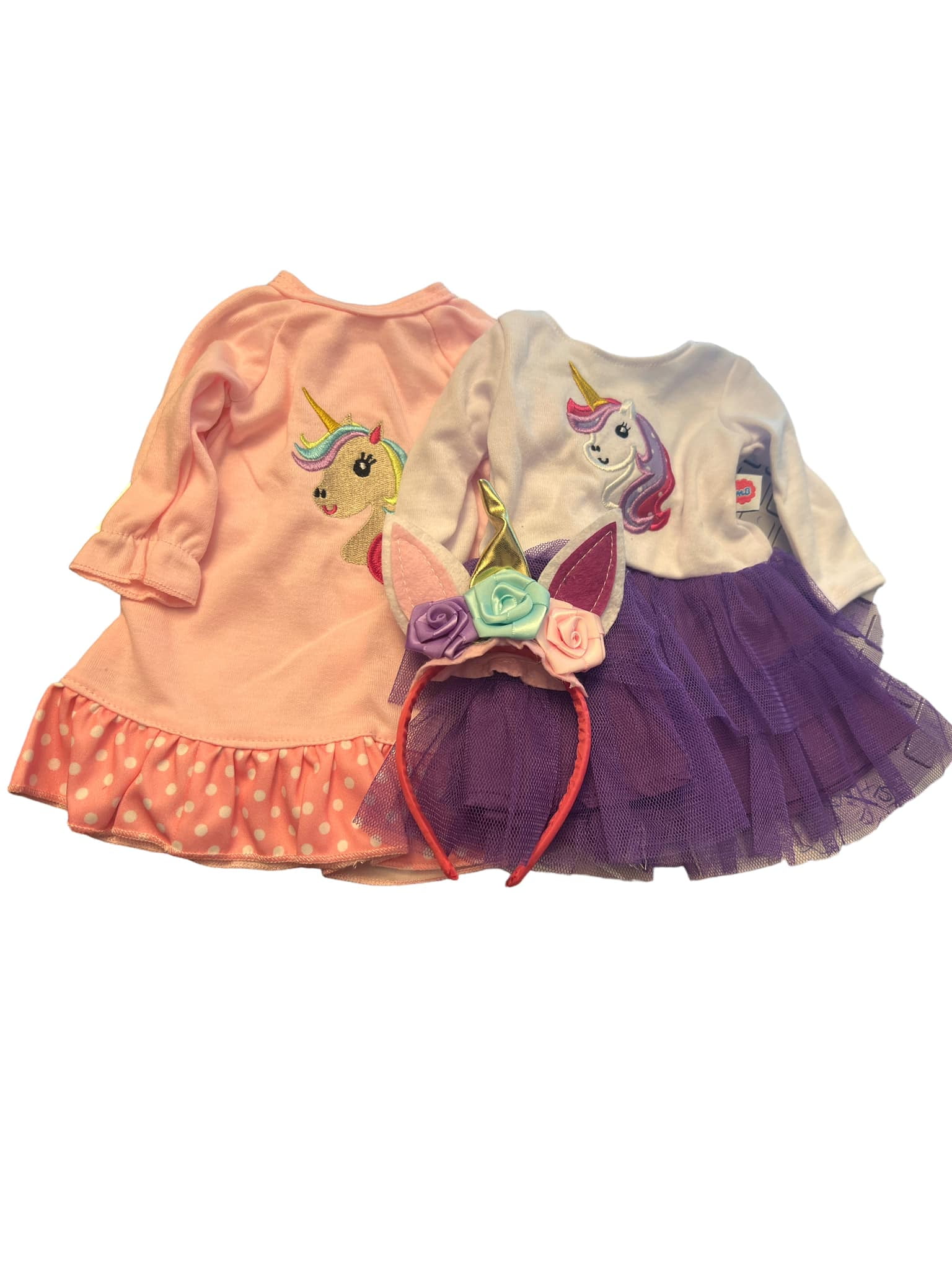 18 Inch Doll Clothes- Enchanted Unicorn Dress & Nightgown Set for 18-Inch Dolls- 6 Hangers