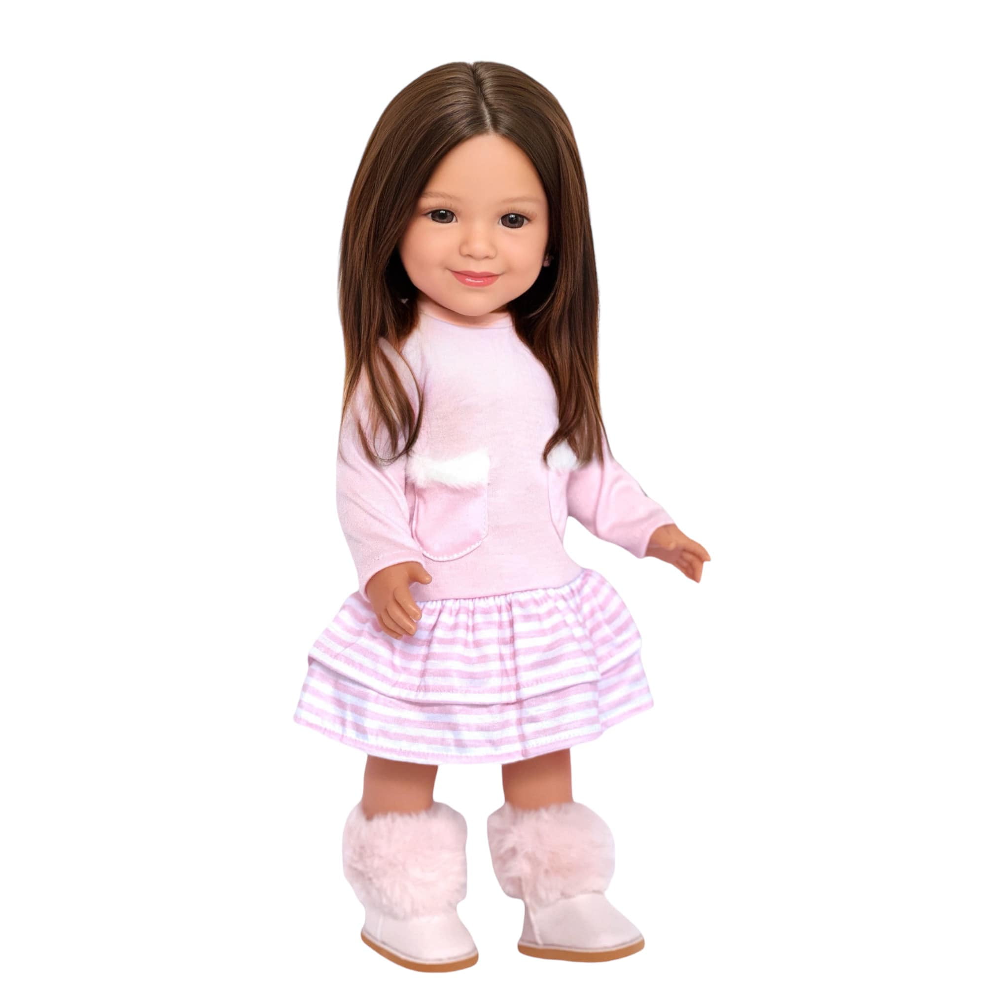 18 Inch Doll Clothes- Pink Sweater Set with Hat fits 18 inch Kennedy and Friends Dolls