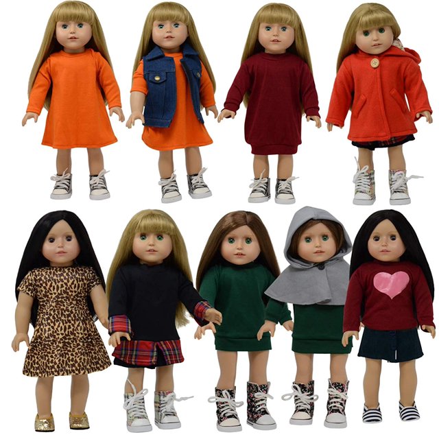 18 Inch Doll Clothes Set of 10 pc for American Girl Doll Clothing