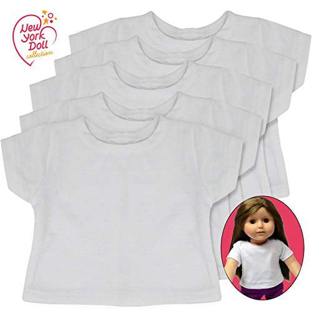 18 Inch Doll Clothes Value 5 Pack Plain White Doll T-Shirts Outfit for American  Girl and Our Generation Dolls 