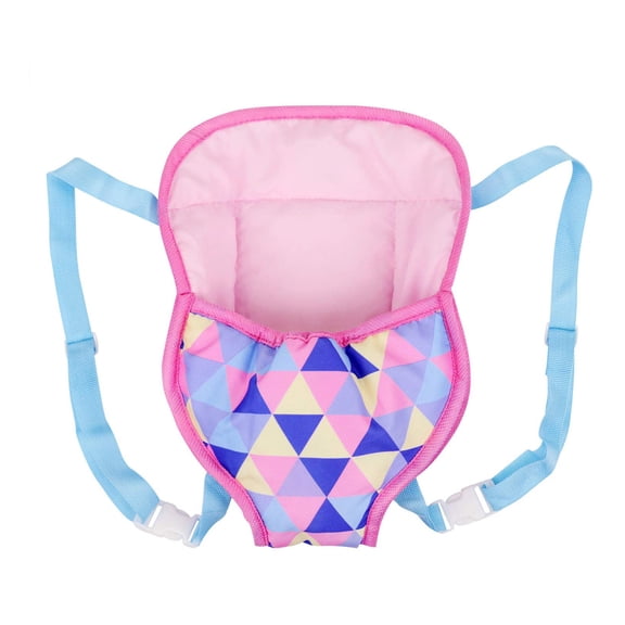18-Inch Doll Plush Backpack Colorful Triangle Print Miniature Wardrobe Shoulder Carrier Pack for Collectible Fashion Figurines Staging Decor