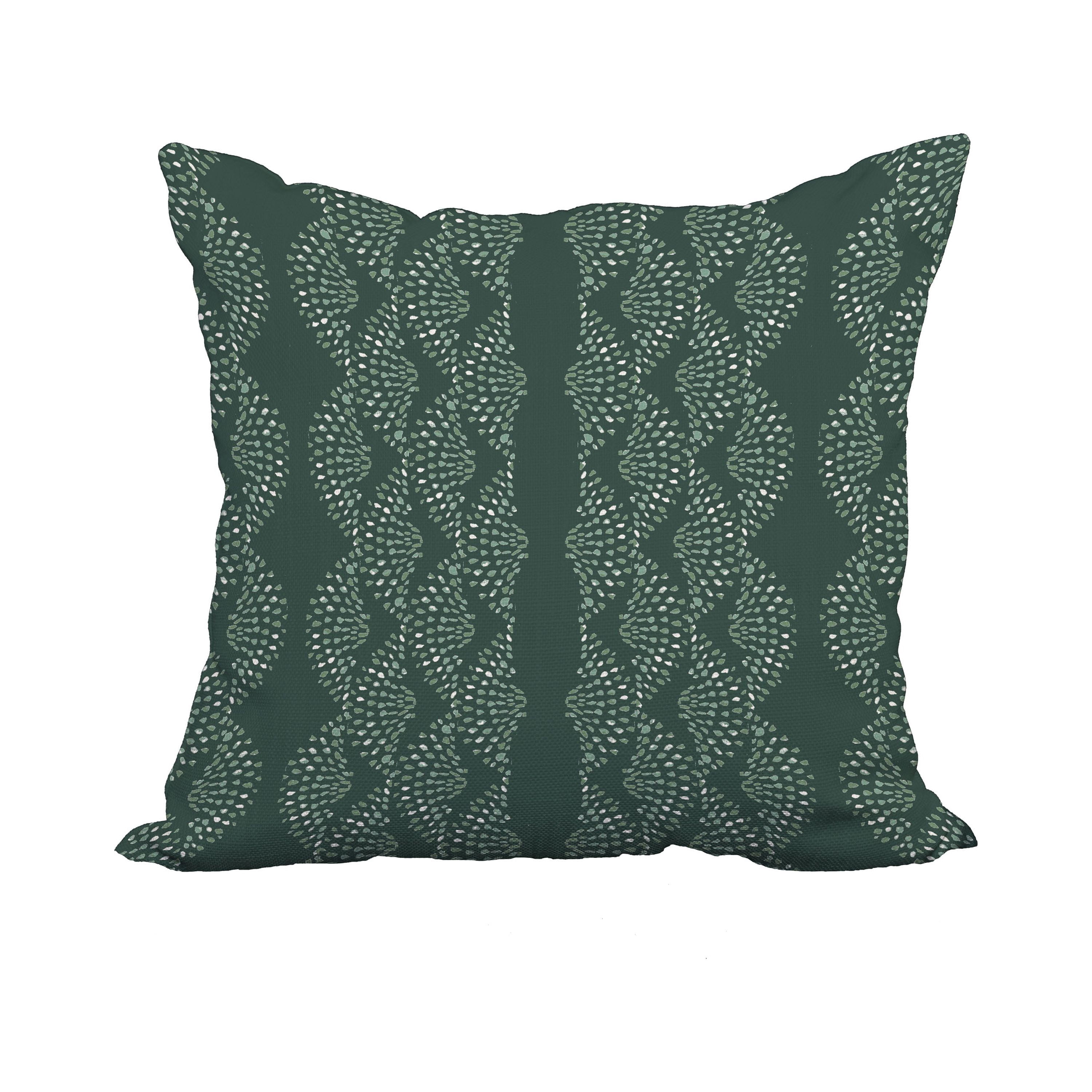 18 Inch Dotted D?cor Green Stripe Print Decorative Polyester Throw Pillow with Linen Texture