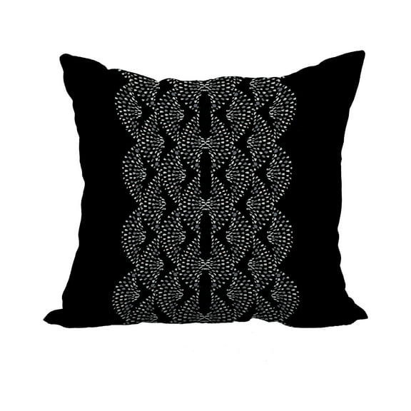 18 Inch Dotted Focus Black Geometric Print Decorative Polyester Throw Pillow with Linen Texture