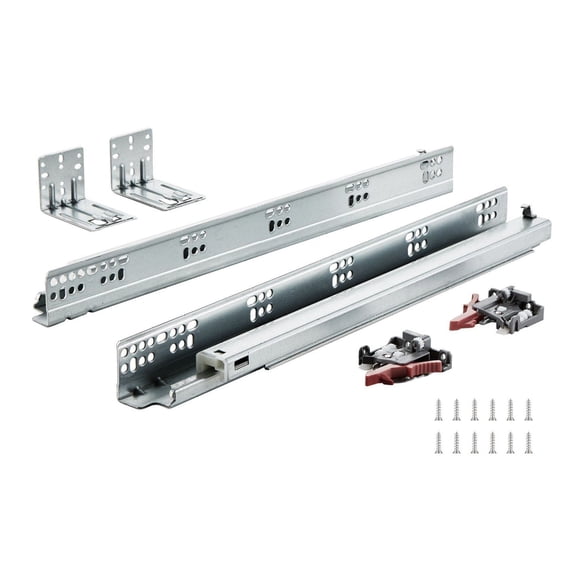18 Inch Drawer Slides 6 Pairs, Full Extension Steel Runners - Heavy Duty 100 Lbs Capacity, Soft-Close, Bottom Mount, Locking Mechanism