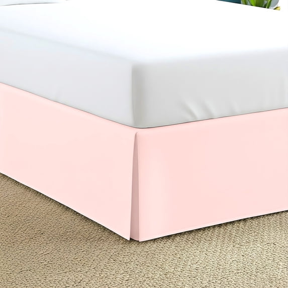 18-Inch Drop Full XXL Size 54" x 84" Pink Solid Bed Skirt Split Corner Pleated Style Easy Fit Easy Care 100% Egyptian Cotton 500 Thread Count